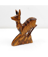Vtg Hand Carved Wood Deer Figurine - Mid Century Wooden Animal Sculpture... - $50.81 CAD
