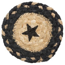 Braided Black Star Jute Coaster Set of Four From the Hearthside Collection - £16.50 GBP