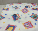 Vintage Pooh White Red Blue hearts cotton flannel baby receiving blanket... - $15.58