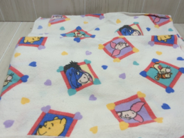 Vintage Pooh White Red Blue hearts cotton flannel baby receiving blankets USED - £12.22 GBP