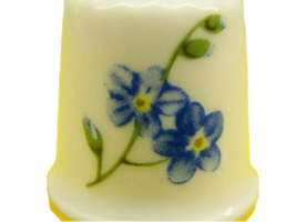 Alaska Porcelain Thimble Forget Me Not State Flower Souvenir - $14.84