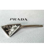 Prada Triangle Silver Black Metal Brooch 3 Hair Clip - $3,663.09 MXN