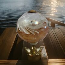 Vintage Art Glass Swirl Paperweight Orange and white - $14.85