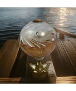 Vintage Art Glass Swirl Paperweight Orange and white - $14.85