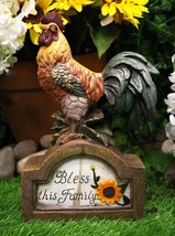 Ebros Rustic Country Rooster Chicken On Archway Bridge Bless This Family... - $31.99