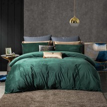 Nayoroom Dark Green Velvet Duvet Cover King Size Hunter Green Crystal Flannel - £62.34 GBP