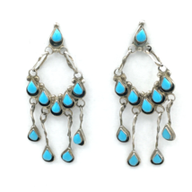 TURQUOISE &amp; sterling silver chandelier earrings - teardrop Sleeping Beauty drop - $350.00