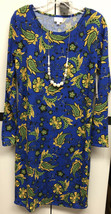 NWT LuLaRoe Large Royal Blue Green Gold Paisley Debbie Long Sleeved Sheath Dress - £27.40 GBP