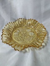 Retro Indiana Cut Glass Gold Bowl Ruffled Rim Serving Fruit Decorative 10.5&quot; - £18.22 GBP