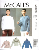 McCall's M7839 Misses XS to M Sweatshirt Tops and Hoodie Uncut Sewing Pattern - £11.70 GBP