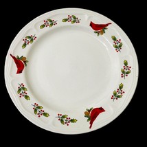 4 Gibson Winter Bird Holly Christmas Cardinal Dinner Plates 10&quot; Red Cardinal - $41.09