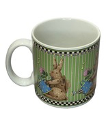 Sakura Debbie Mumm 1998 Easter Bunnies Bunny Rabbit Cup Mug - Green - £16.74 GBP