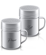 2 Pieces 13.5 Oz Stainless Steel Dredge Shaker With Lid And Handle Salt ... - £14.93 GBP