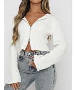 Ribbed Zip-Up Cropped Cardigan - $78.57 CAD