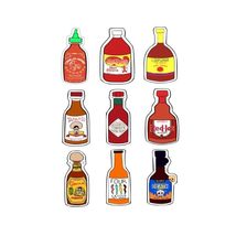 Each 2inch Tall hot Sauce Set 9 Sticker UV &amp; Water esistant Vinyl Decal ... - $109.41 MXN