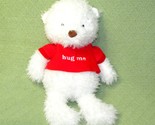HALLMARK TALKING TEDDY HUG ME BEAR PLUSH 15&quot; STUFFED ANIMAL WHITE RED SH... - $22.50