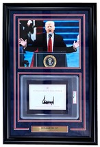 President Donald Trump Encadré Signé Livre Insert W/11x14 Inauguration Photo - £1,163.08 GBP