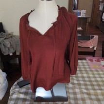 Loft Outlet Small Red Blouse, Short Sleeve Top, Women&#39;s Red Blouse, Casu... - $9.90