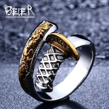 BEIER Trendy 316L Stainless Steel Samurai Sword / Japanese Theme Ring - Men&#39;s - £14.38 GBP