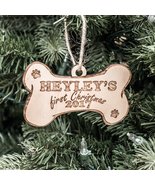 Ornament - Customized Dogs First Christmas - Raw Wood 2inx4in - £15.36 GBP