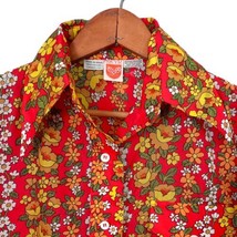 SKYR Floral Shirt M Womens Psychedelic Dagger Collar Flower Power Vintage 70s  - £42.97 GBP