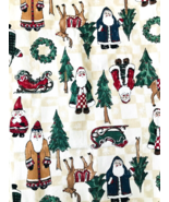 Fabric Christmas Holiday Santas Gnomes Pine Trees Rudolph Sleigh 72&quot; Wid... - £17.62 GBP