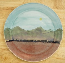 Studio Art Pottery Sunset Mountains Oregon Coastal Range 10&quot; Portrait Plate - £23.09 GBP