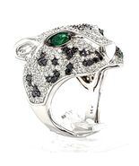 14K White Gold Panther Ring w/ Black &amp; white Diamonds 6.25 CT Size 7.25 - $65,575.41 MXN