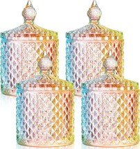 Aoriher 4 Pcs Crystal Glass Candy Jar Set With Lids Home, Medium,Colorful - $37.94