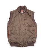 Vtg Banana Republic Vest Small Brown Insulated Full Zip Cotton Wool Chor... - £31.36 GBP