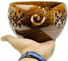 Wooden Yarn Bowl Hand Made Rosewood Wood For Knitting &amp; Crochet Yarn Holder Gift - £26.44 GBP