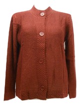 Tudor Court Ladies Sweater Long-Sleeve Button Front Solid Brick Red Size L - £21.13 GBP