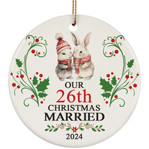 Our 26th Years Christmas Married Ornament Gift 26 Anniversary With Rabbit Couple - £11.63 GBP