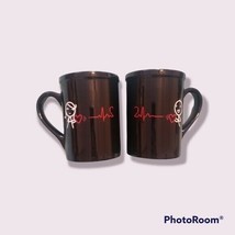 His &amp; Her Heartbeat Coffee Mugs New - £17.02 GBP