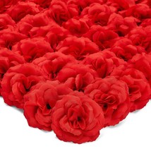 50 Pack Red Roses Artificial Flowers Bulk, 3&quot; Stemless Fake Silk Roses - £23.97 GBP