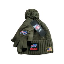 Buffalo Bills NFL Brand STS Rib Cuffed Pom Knit Skull Hat Gloves Set Olive OSFM - £30.36 GBP