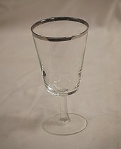 Vintage Princess Platinum by West Virginia Glass 5&quot; Wine Glass Thin Silver Band - £7.11 GBP