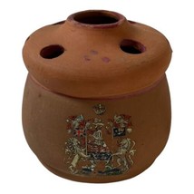 Vintage Potpurri Redware Red Clay Container Pot  Incense Planter Coat of... - $37.39