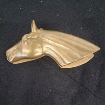 Vintage 1949 solid Brass Horse Head Metalcrafters Desk Paper Clip Paperw... - $63.01