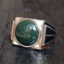 Heavy Bloodstone Ring Men Big 925 Silver Ring Husband Gift Father&#39;s Day Gifts - $80.21