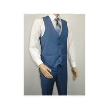 Men Suit BERLUSCONI Turkey 100% Italian Wool Super 180's 3pc Vested #Ber25 Blue image 7
