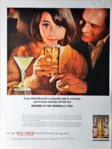 Bacardi Highballs Cocktails Enjoyable Happy Couple 1964 Vintage Print Ad - $10.93
