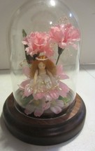 Handmade Flower Fairy  doll displayed under glass dome - $71.25