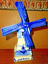 Delft Blue Holland Windmill House Candle Holder Windmill Scene Open Back... - $37.52