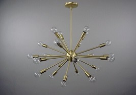 Mid Century Modern Brushed Brass Sputnik Chandelier light fixture 24 Lights - £443.51 GBP