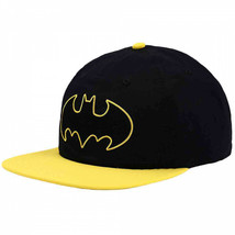 DC Comics Batman Classic Embroidered Logo Flat Bill Snapback Hat Yellow - £27.96 GBP