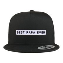 Trendy Apparel Shop Best Papa Ever Patch 5 Panel Flatbill Baseball Cap - Black - £19.97 GBP