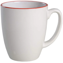 Four (4) ~ Corelle™ ~ 12 Ounce ~ URBAN RED RIM ~ Coffee Mugs - £35.79 GBP