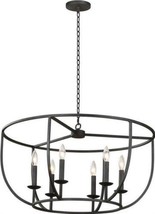 Pendant Light KALCO NEWHALL Contemporary Open Cage 6-Light Black Iron Dry - £1,810.49 GBP