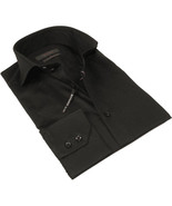 Men Dress Shirts AXXESS Turkey 100% Soft Egyptian Cotton 224-07 Solid Black - $94.12 CAD
